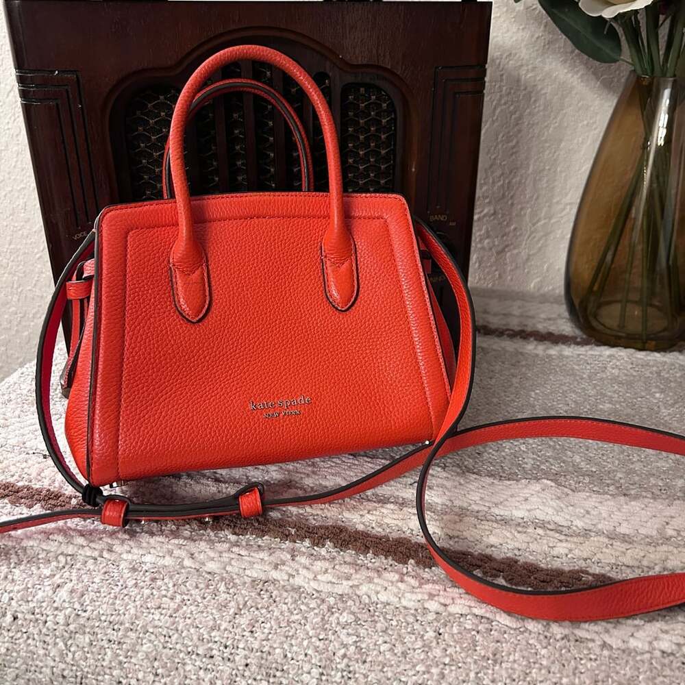 Title: Kate Spade Dumpling Small Satchel Coral Red Pebbled Leather Crossbody Bag